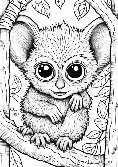 Cute Tarsier Coloring Page For Kids